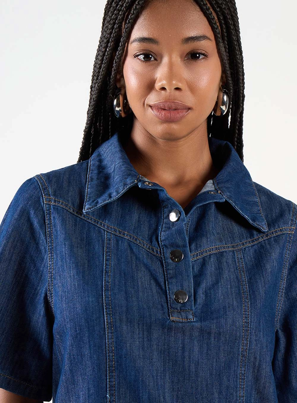 Vestido Chemise Jeans Plissado Índigo 5