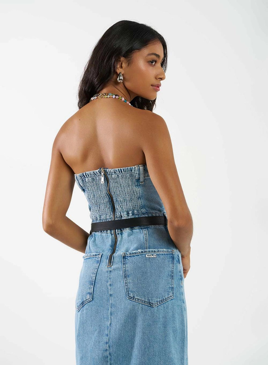 Vestido Jeans Com Cinto Índigo 3