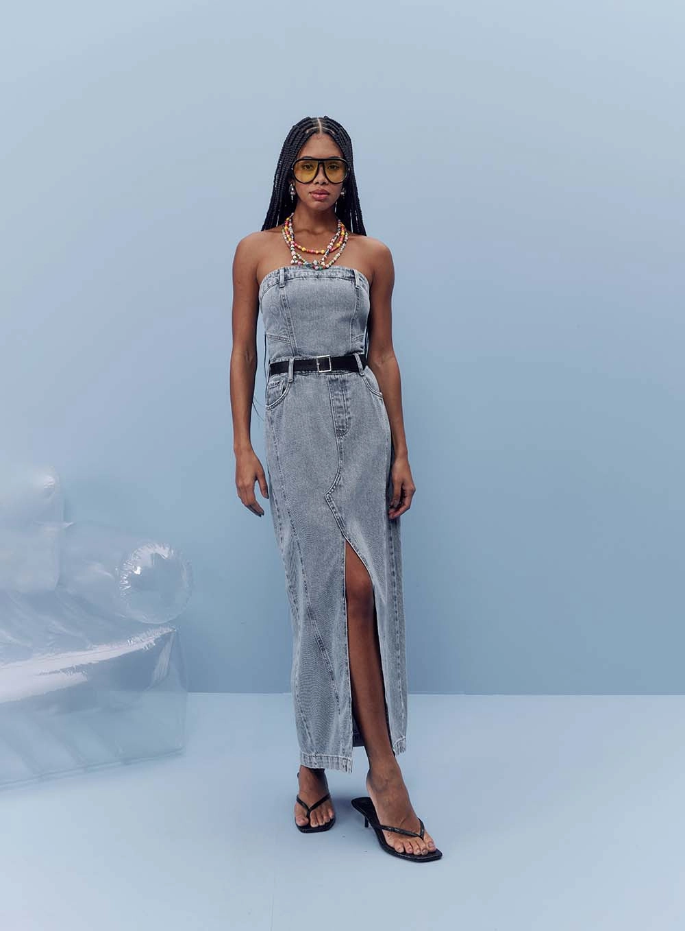 Vestido Jeans Com Cinto Índigo 5
