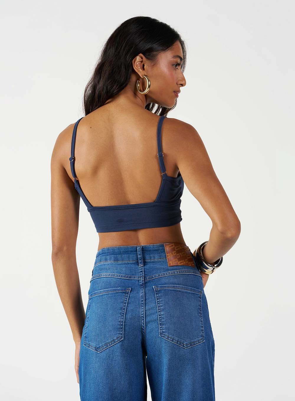 Top Slim Com Franzido E Decote V Azul 3