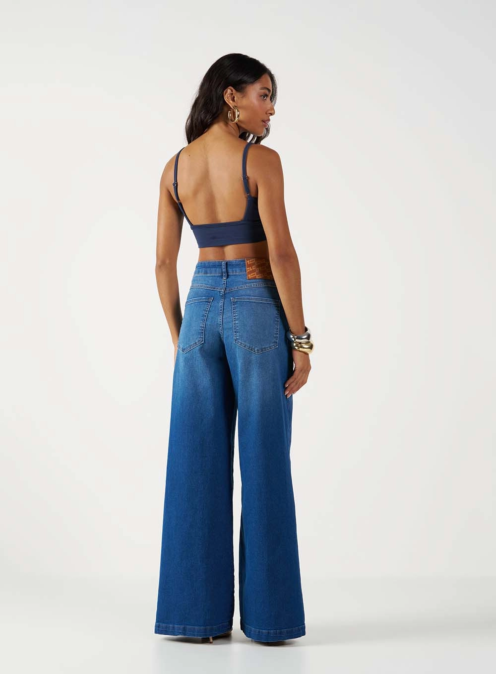 Top Slim Com Franzido E Decote V Azul 4