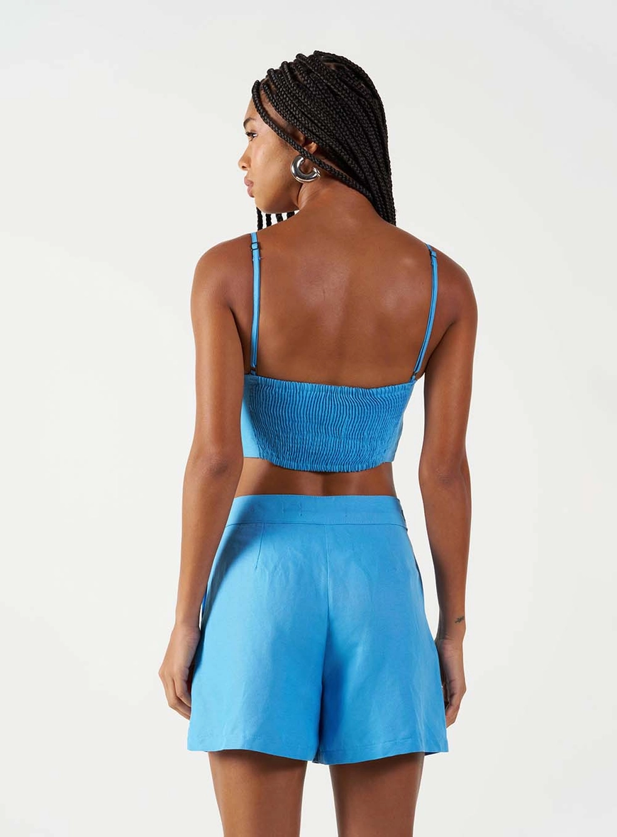 Top Slim Com Lastex E Recorte Vazado Azul 3