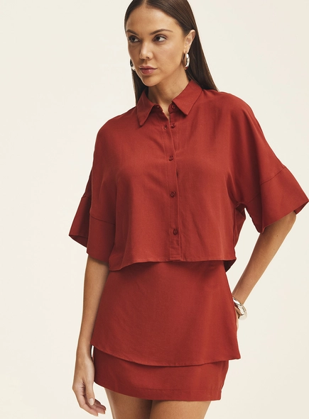 Camisa Feminina Solta Em Linho