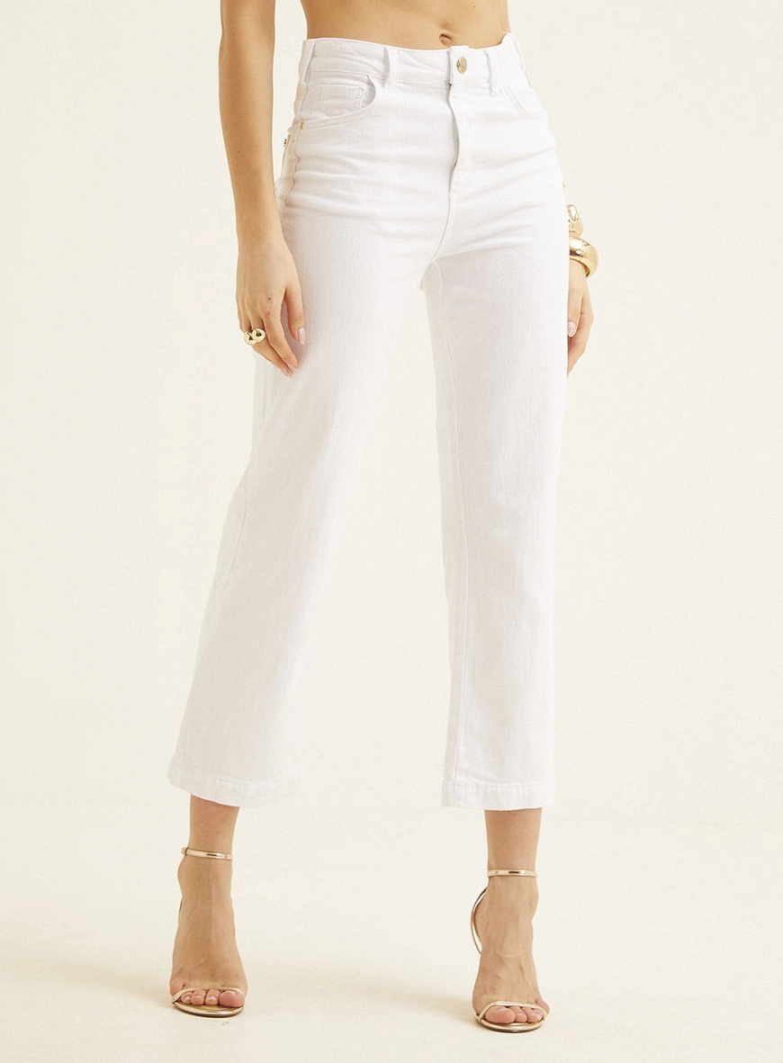 Calça Feminina Sarja New Straight Branco 2