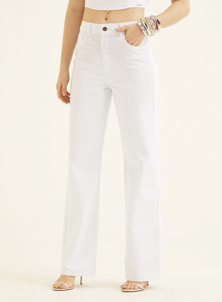 Calça Feminina Sarja Com Aplicação - Laura