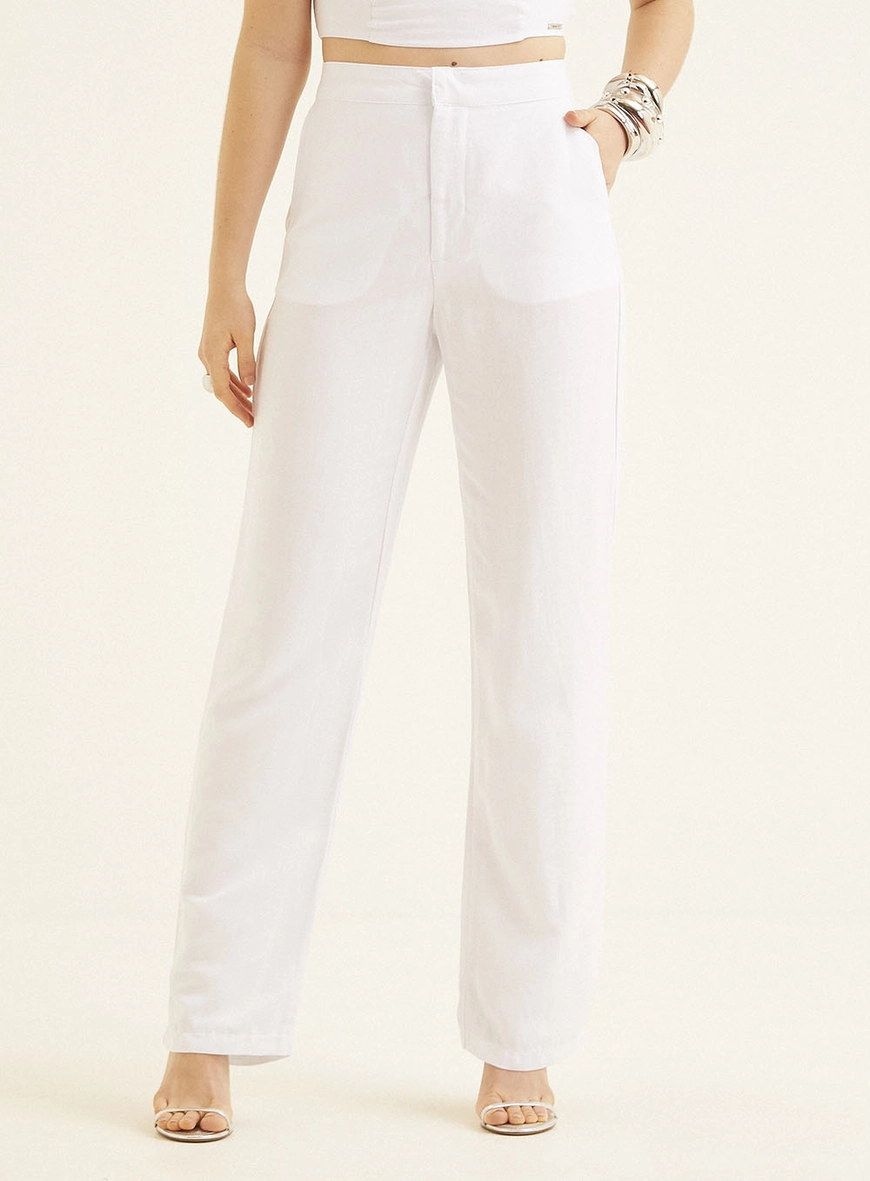 Calça Feminina Reta De Alfaiataria Branco 2