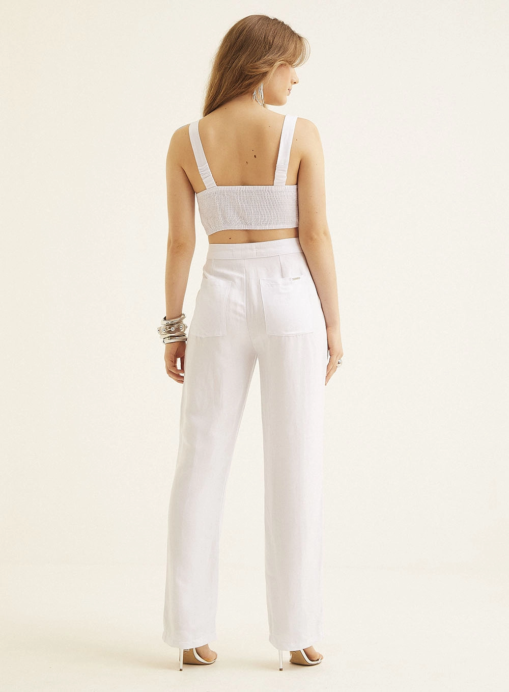 Calça Feminina Reta De Alfaiataria Branco 5