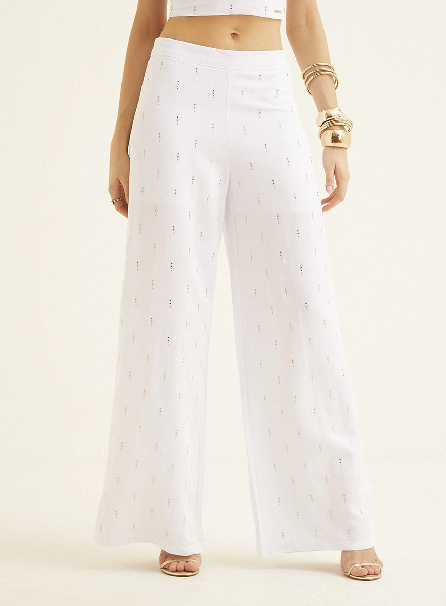 Calça Feminina Com Aplicação Branco 2