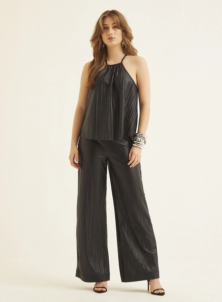 Calça Feminina Pantalona Em Pu