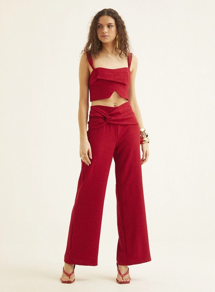 Calça Feminina Pantalona Com Transpasse