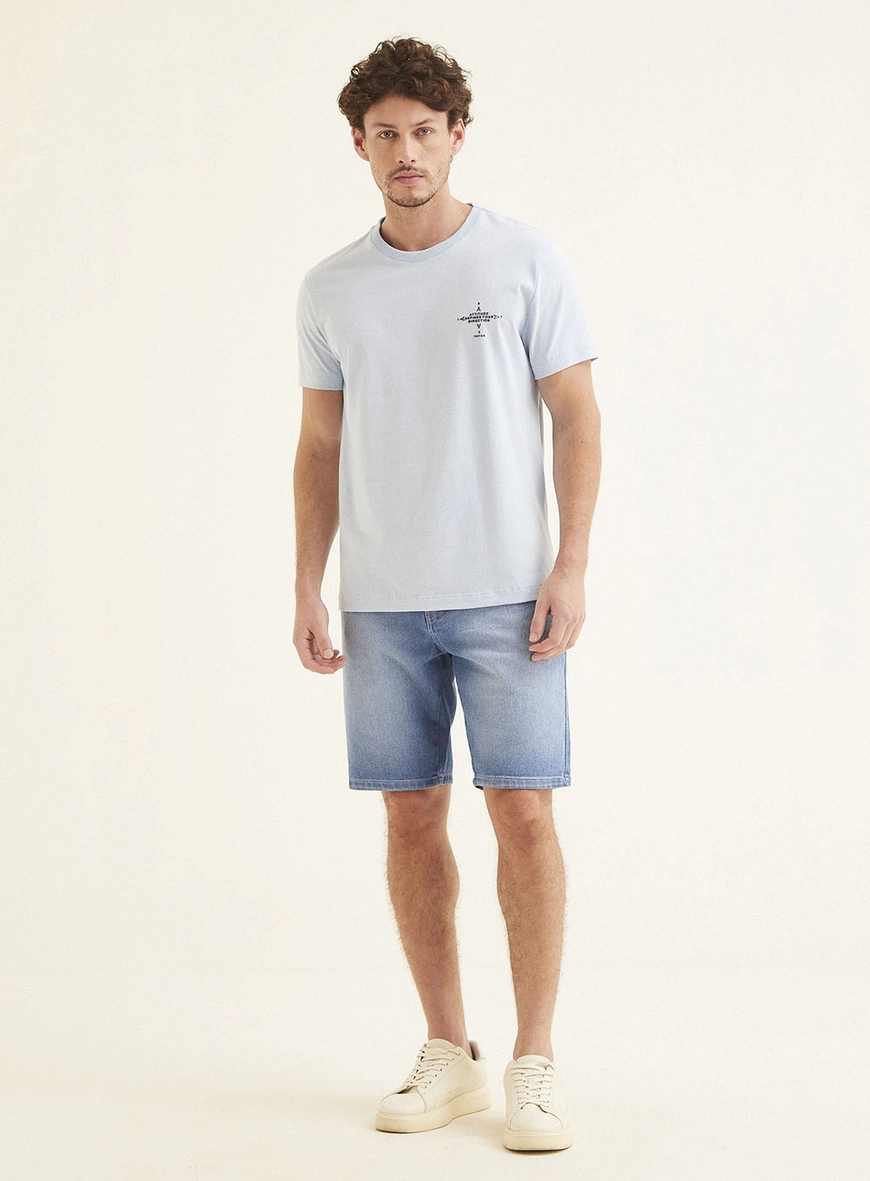 Bermuda Jeans Masculina Lavagem Clara - Yuri Indigo 1