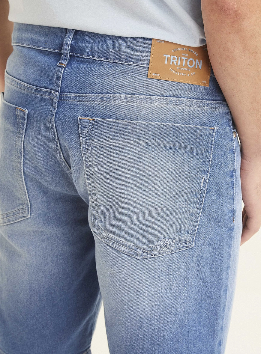 Bermuda Jeans Masculina Lavagem Clara - Yuri Indigo 3
