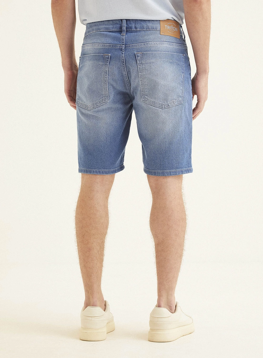 Bermuda Jeans Masculina Lavagem Clara - Yuri Indigo 4