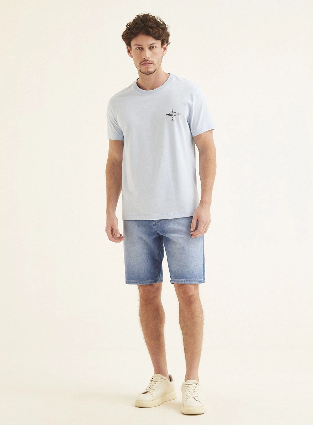 Bermuda Jeans Masculina Lavagem Clara - Yuri Indigo 1