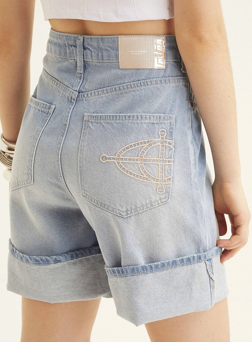 Bermuda Jeans Feminina Cintura Alta - Anne Índigo 3