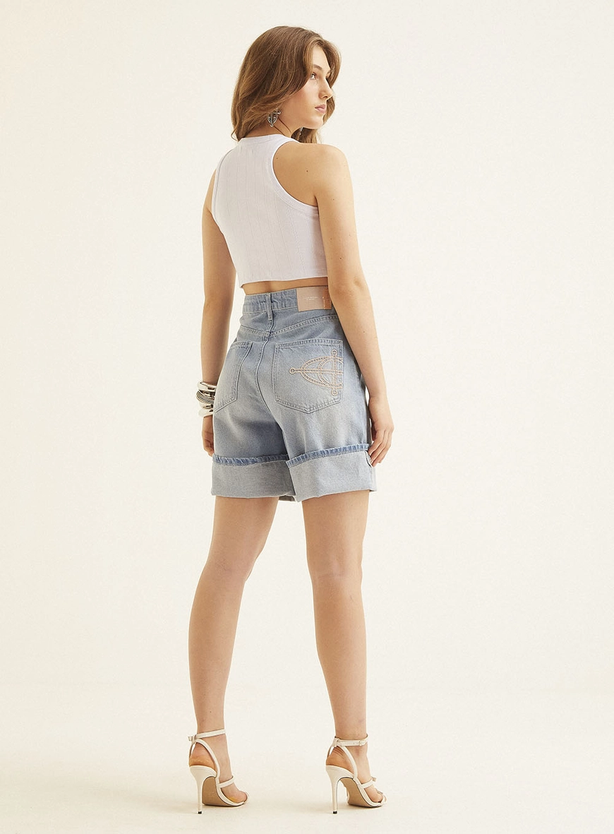 Bermuda Jeans Feminina Cintura Alta - Anne Índigo 5