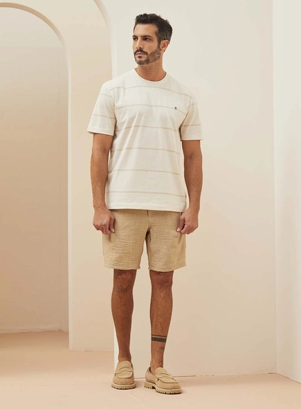 Camiseta Em Linho Com Listras