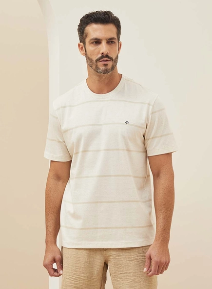 Camiseta Em Linho Com Listras