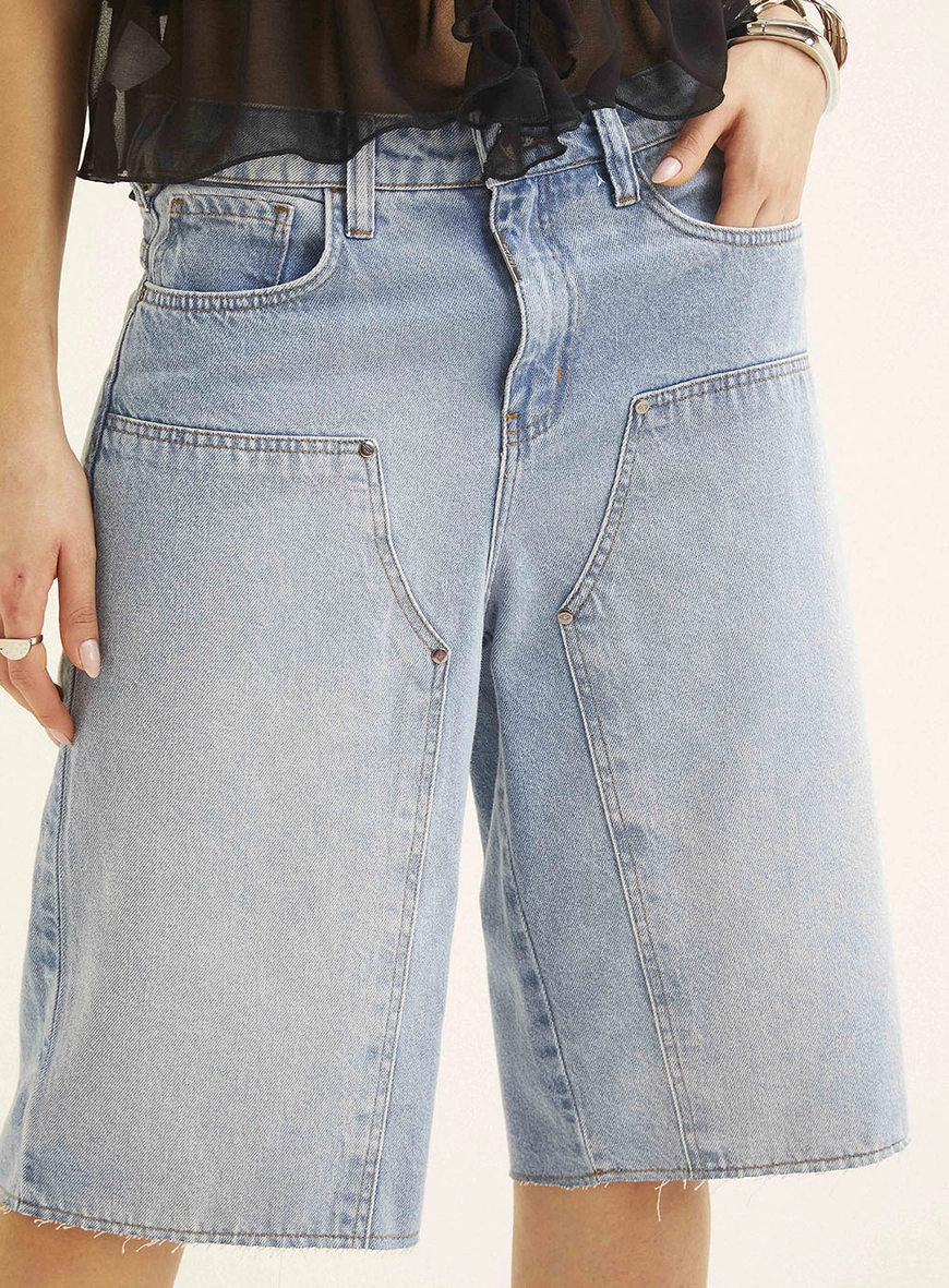 Bermuda Jeans Feminino Com Detalhe - Bella Índigo 3