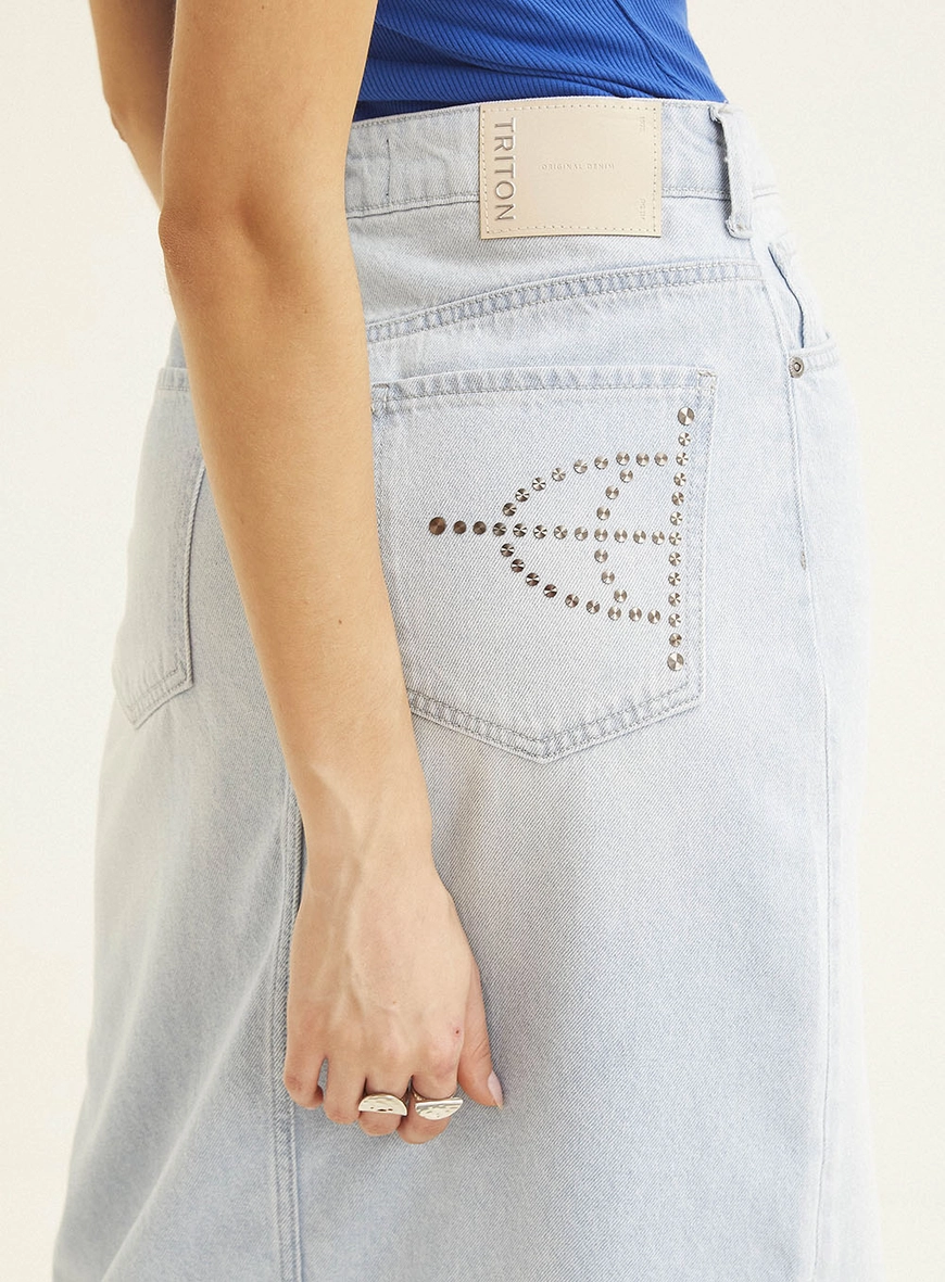 Saia Jeans  Feminino Triton Índigo 3