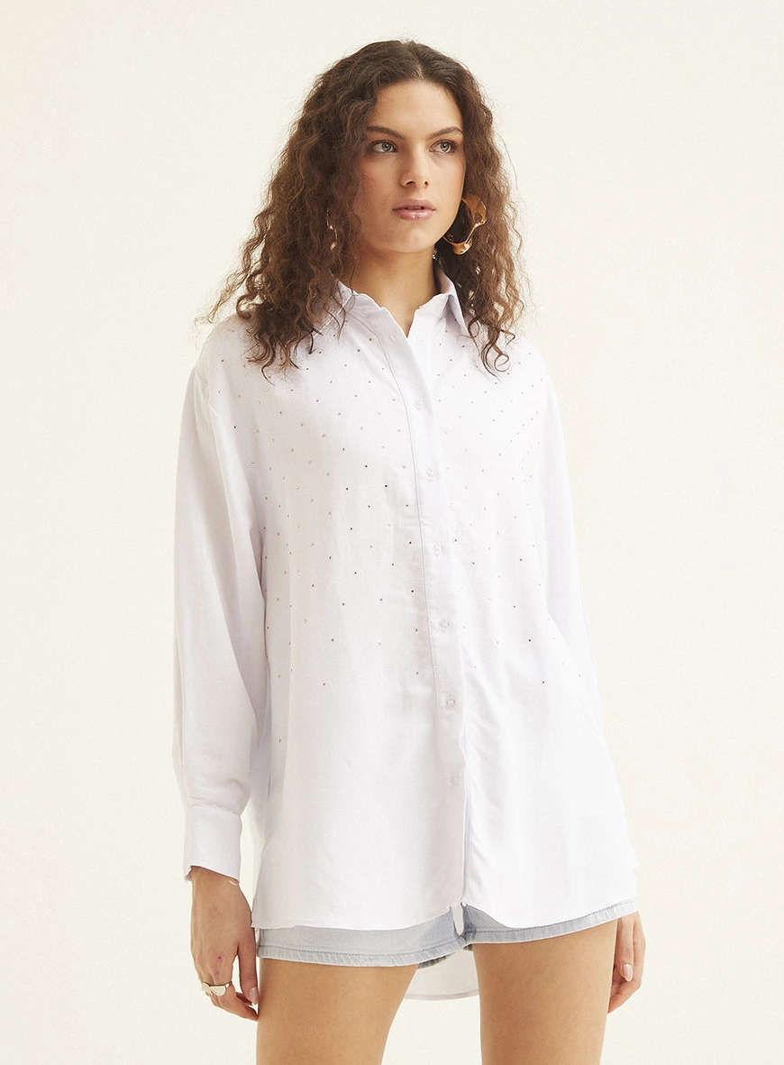 Camisa Linho Com Aplicação Branco 2
