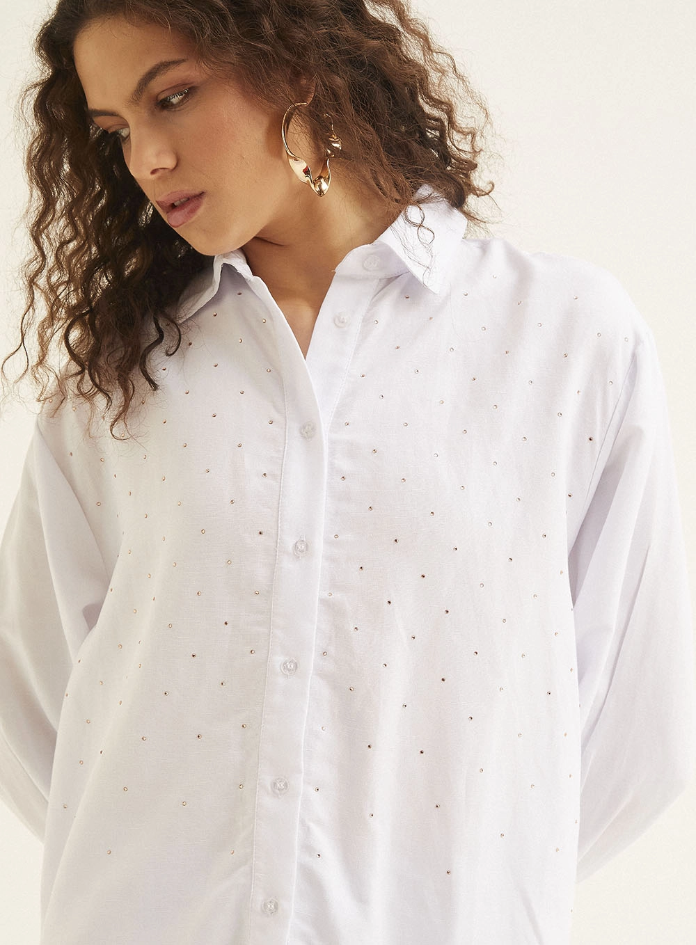 Camisa Linho Com Aplicação Branco 3