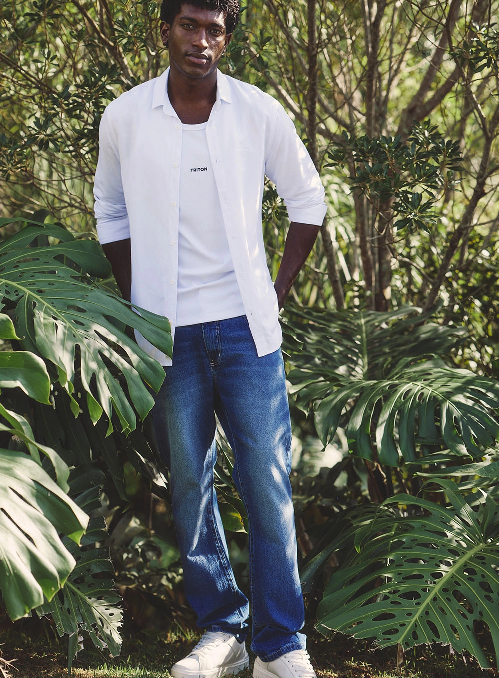 Camisa Masculina Linho Casual Branco 1