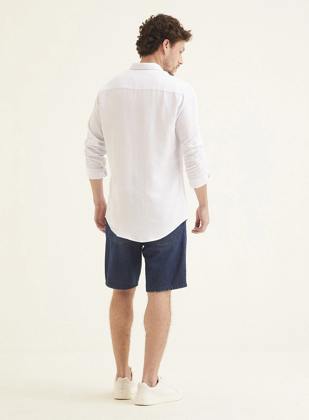 Camisa Masculina Linho Casual Branco 5
