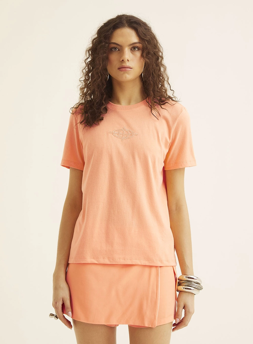 Camiseta Feminina Comfort Manga Curta Laranja 2