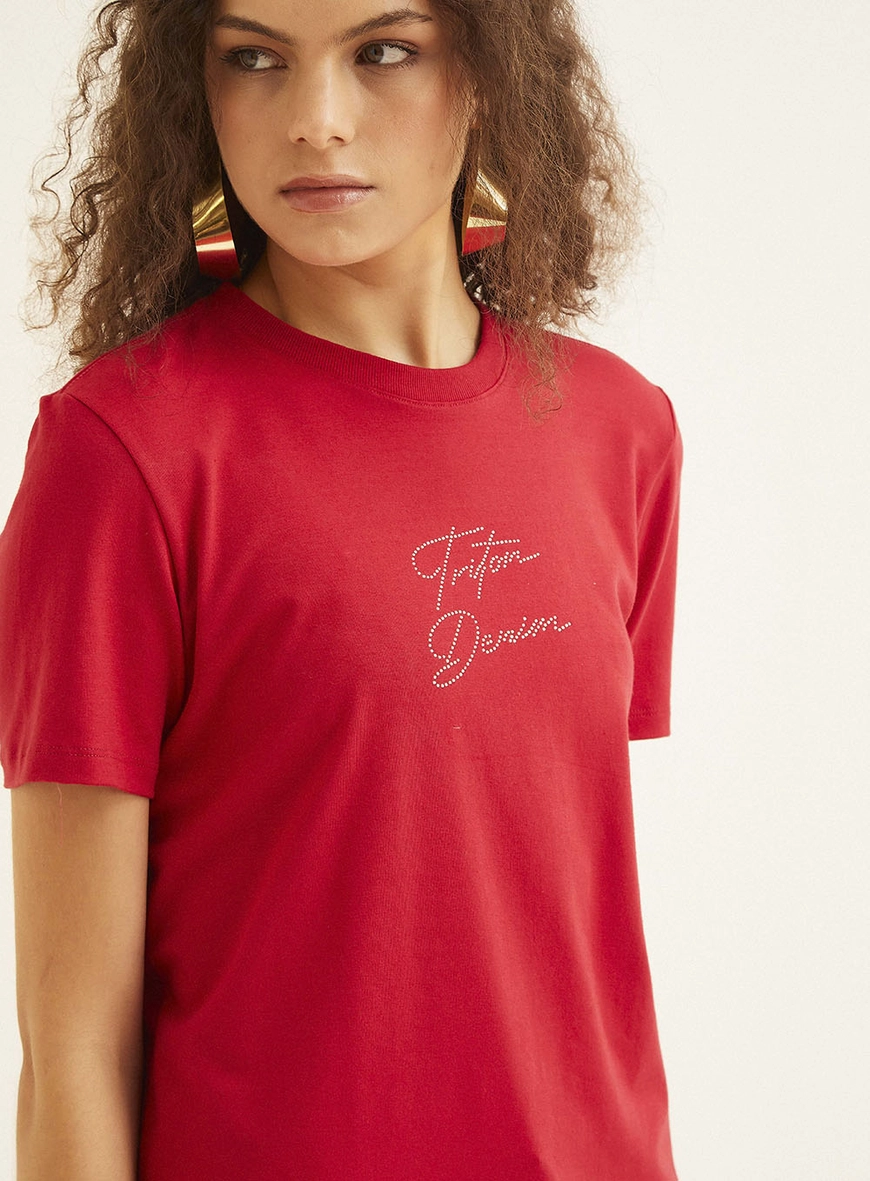 Camiseta Feminina Básica Com Estampa Vermelho 3