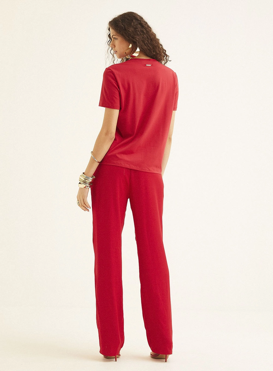 Camiseta Feminina Básica Com Estampa Vermelho 5