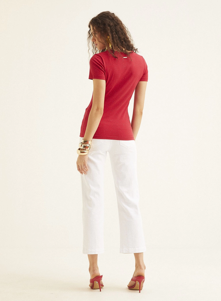 Camiseta Feminina Small Com Estampa Vermelho 10