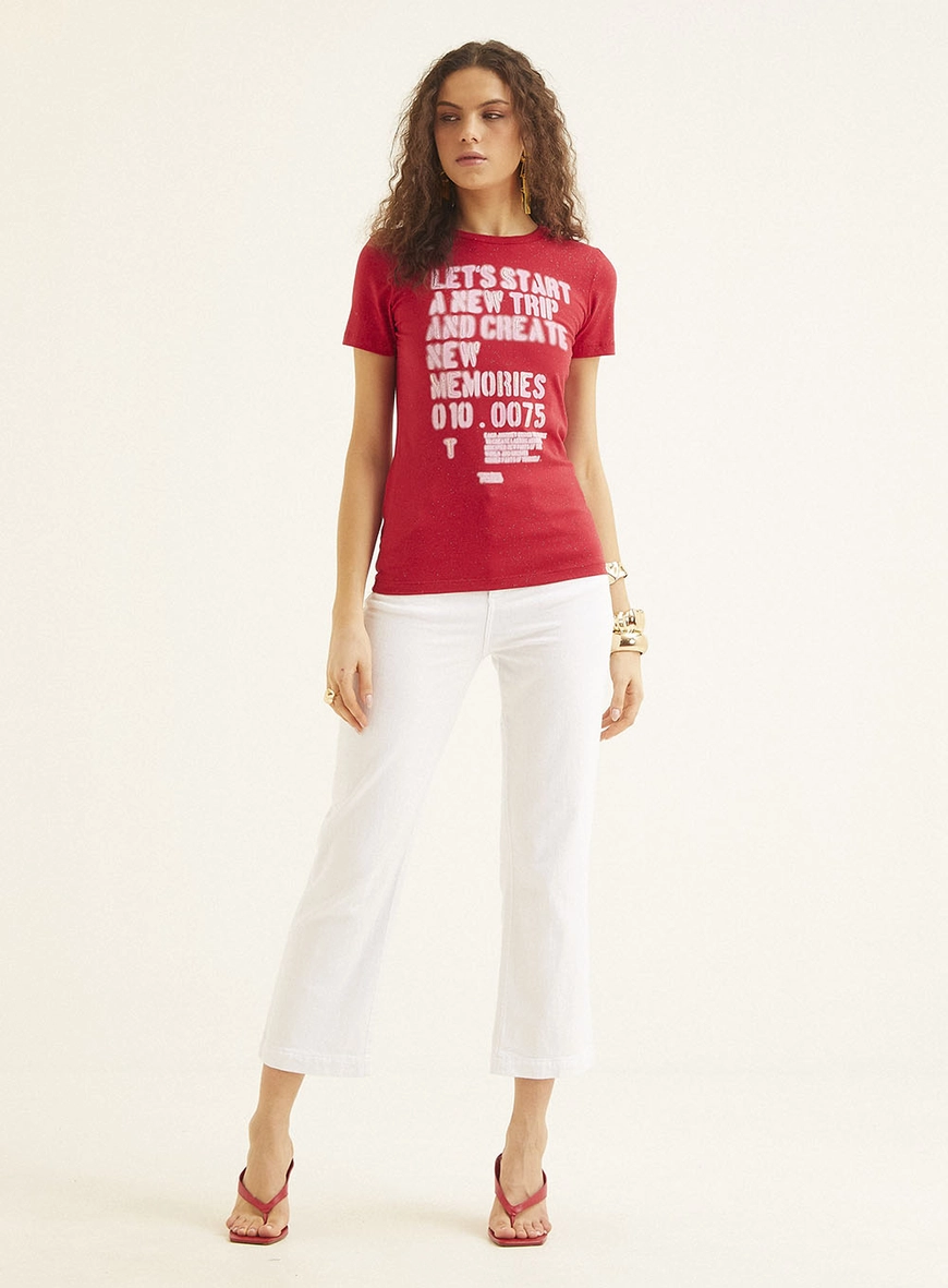 Camiseta Feminina Small Com Estampa Vermelho 6