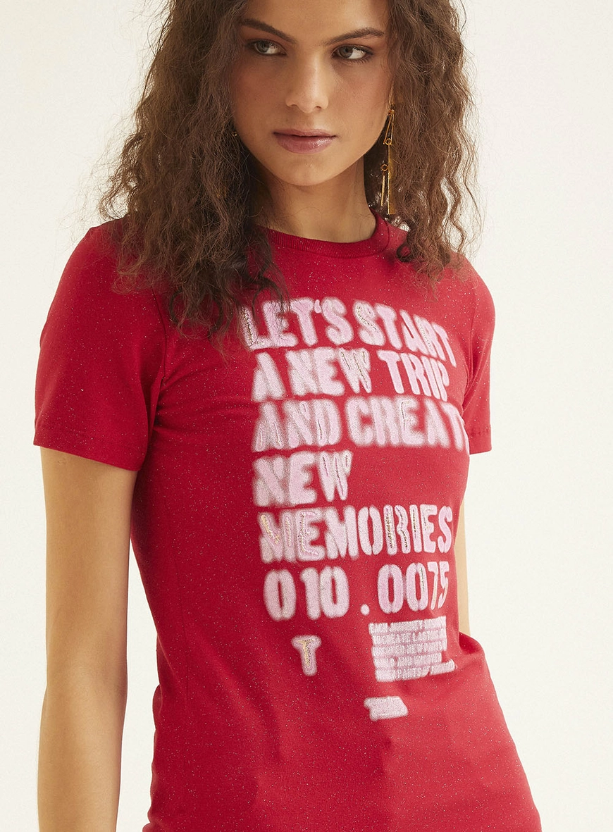 Camiseta Feminina Small Com Estampa Vermelho 8
