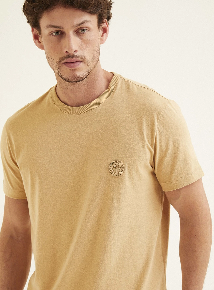 Camiseta Masculina Básica Fit Bege 3