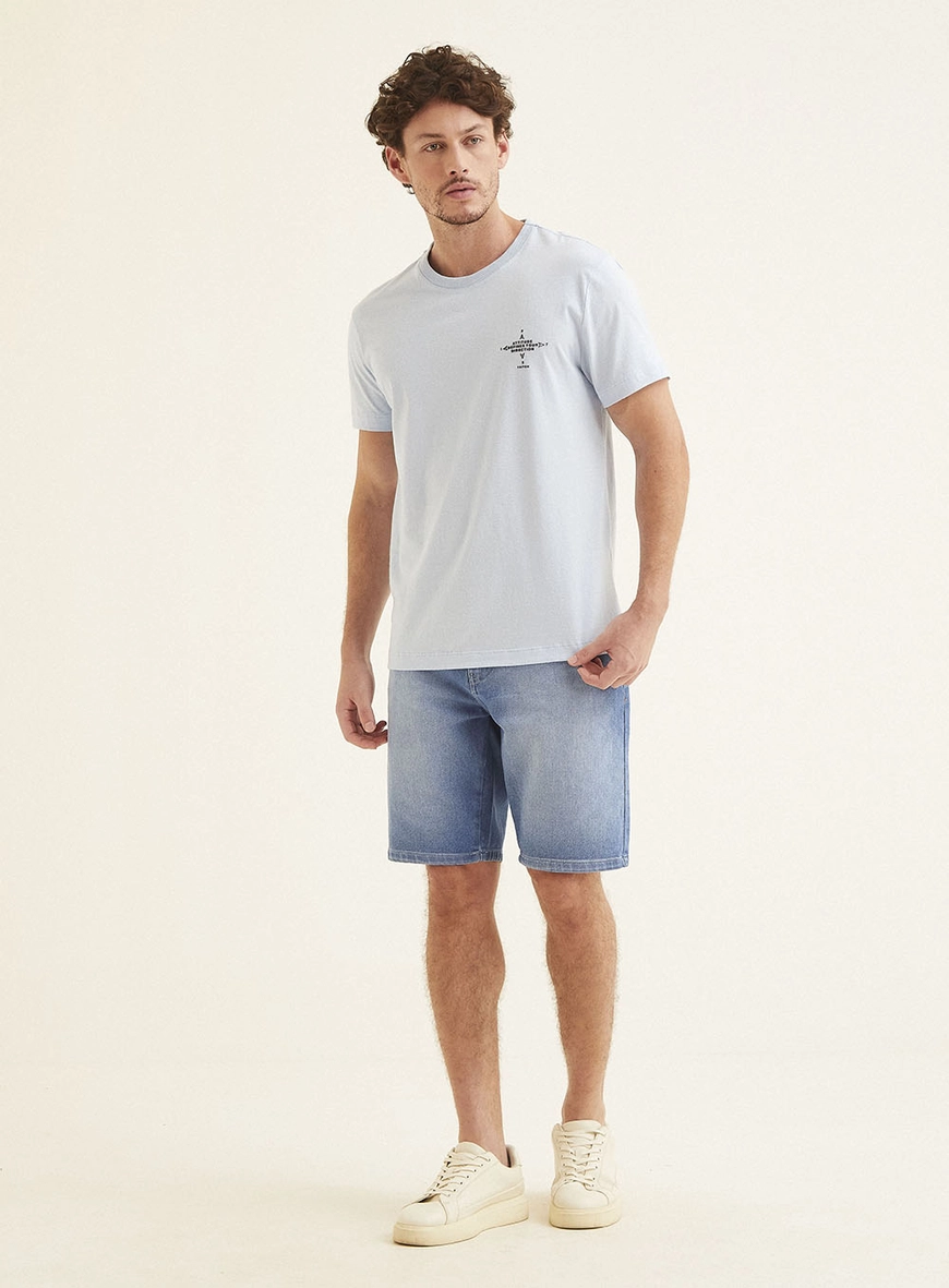 Camiseta Masculina Fit Manga Curta Azul 1