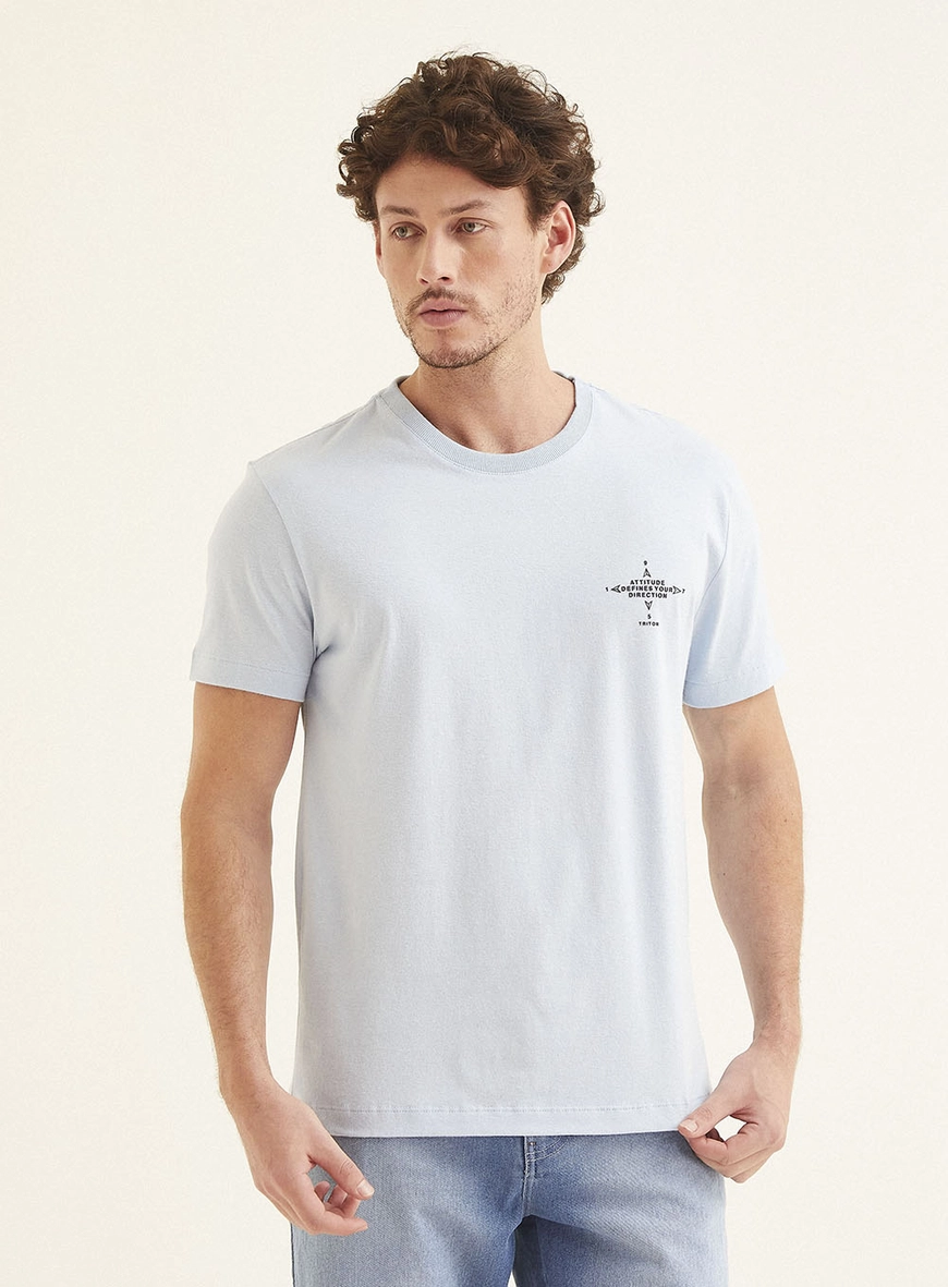 Camiseta Masculina Fit Manga Curta Azul 2