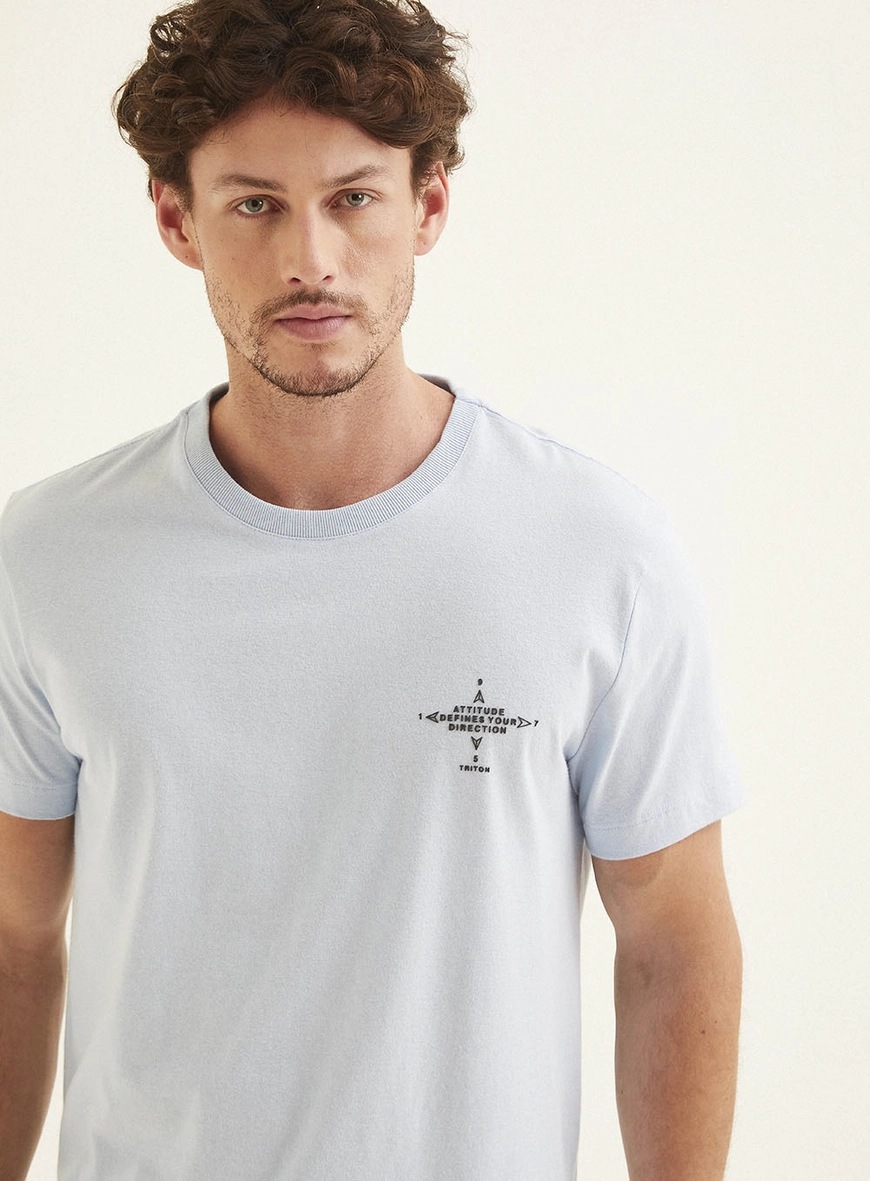Camiseta Masculina Fit Manga Curta Azul 3