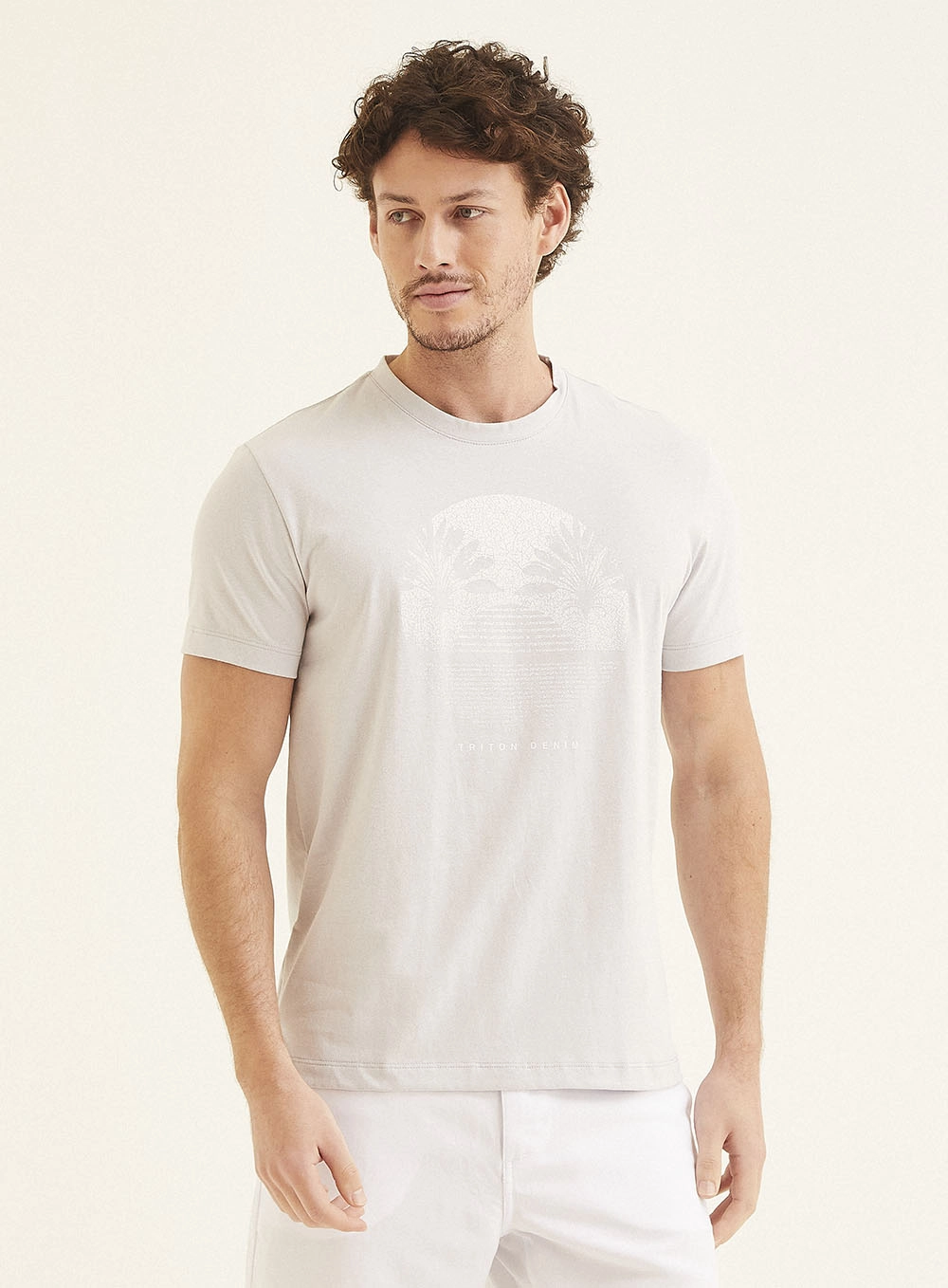 Camiseta Masculina Fit Com Estampa Cinza 2