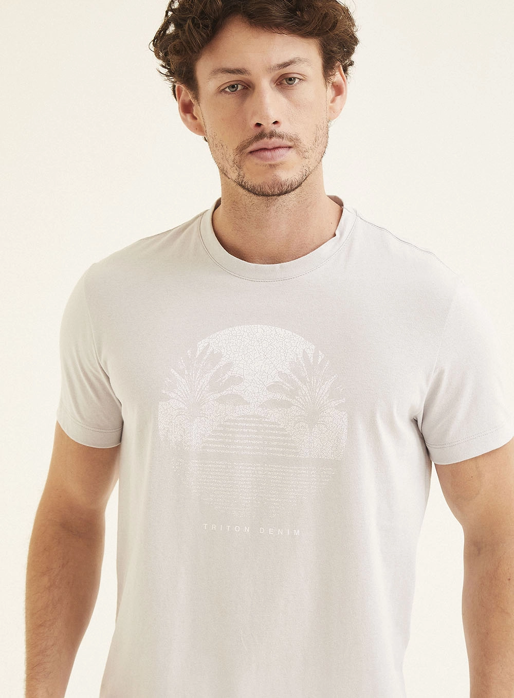 Camiseta Masculina Fit Com Estampa Cinza 3