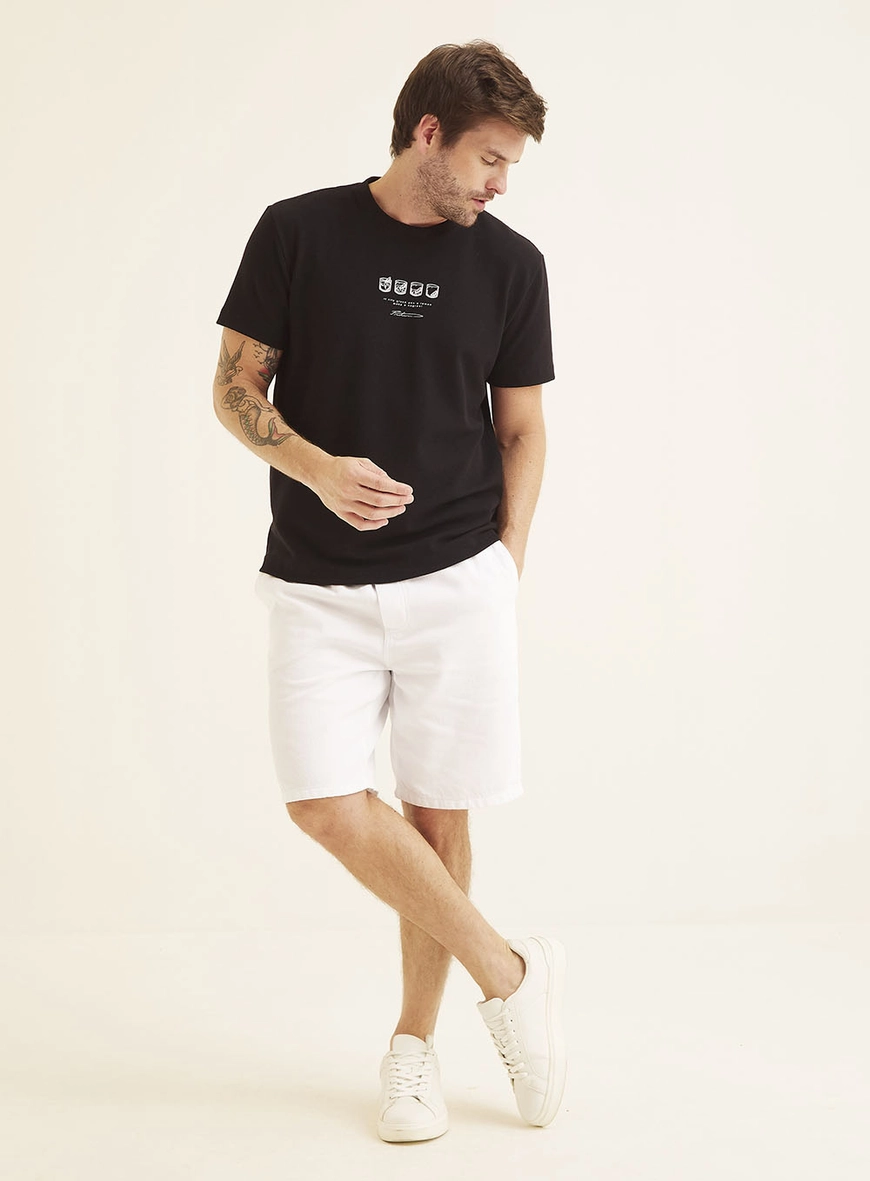 Camiseta Masculina New Com Estampa Minimalista Preto 1
