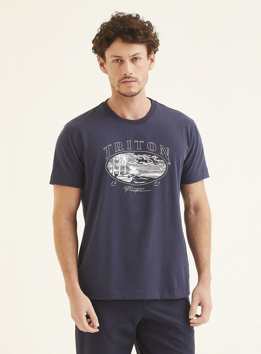 Camiseta Masculina New Com Estampa Azul 2