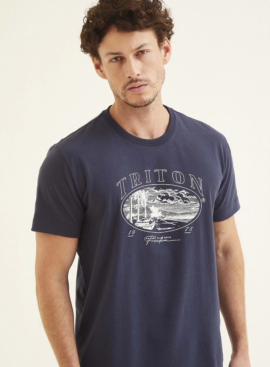 Camiseta Masculina New Com Estampa Azul 3