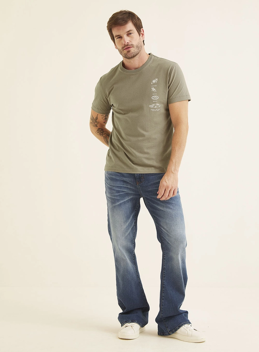 Camiseta Masculina Fit Com Estampa Marrom 1