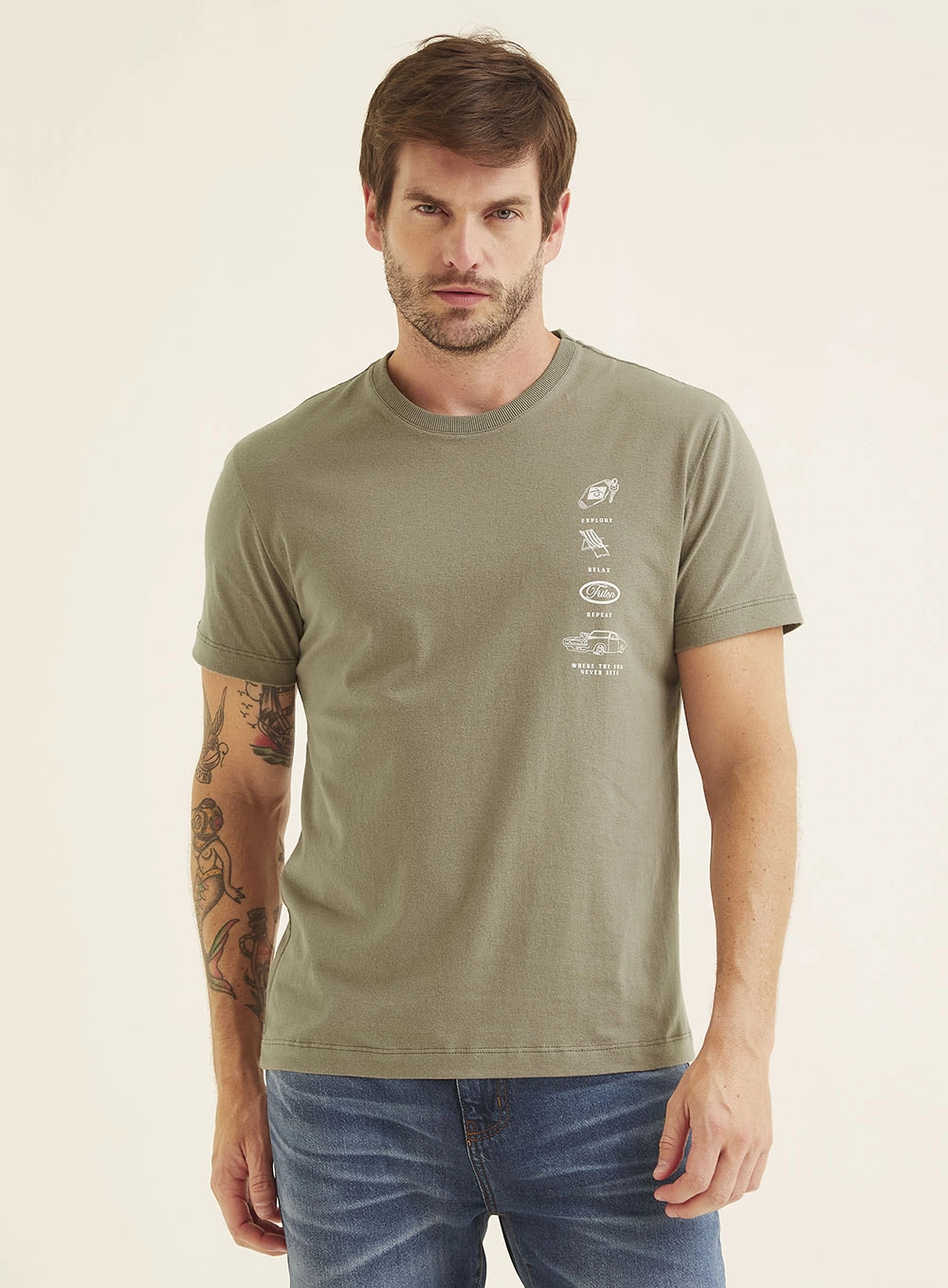 Camiseta Masculina Fit Com Estampa Marrom 2
