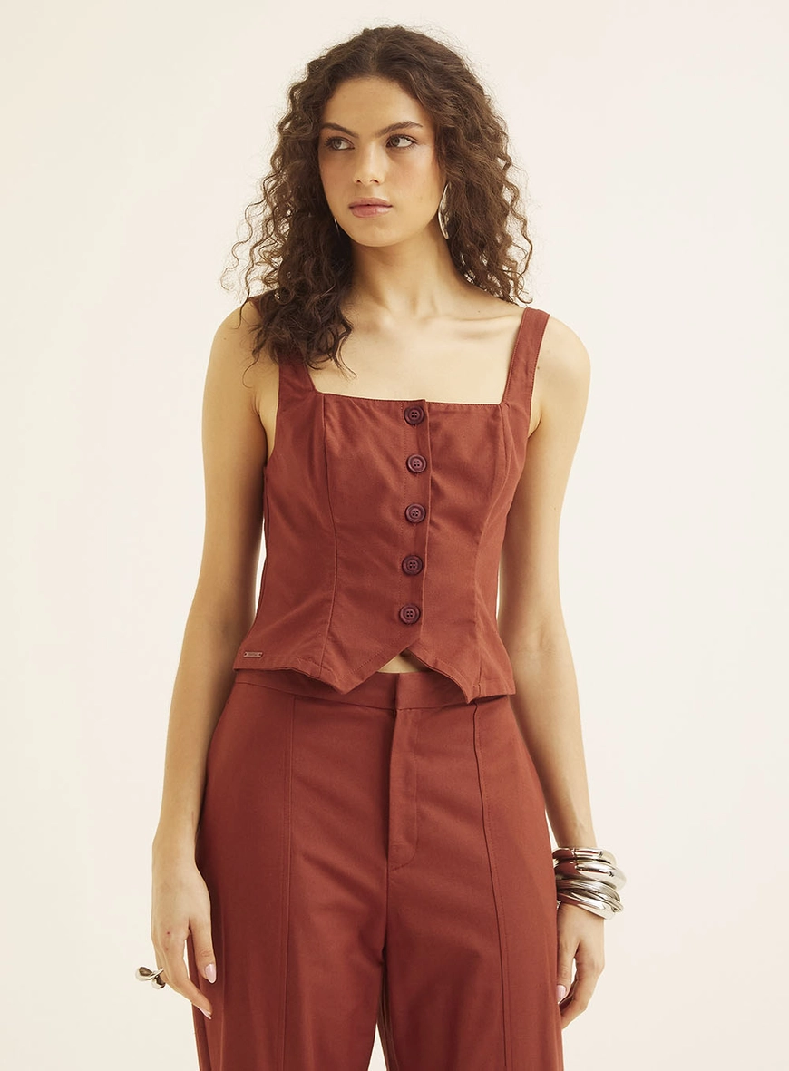 Blusa Alfaiataria Comfort Marrom 2