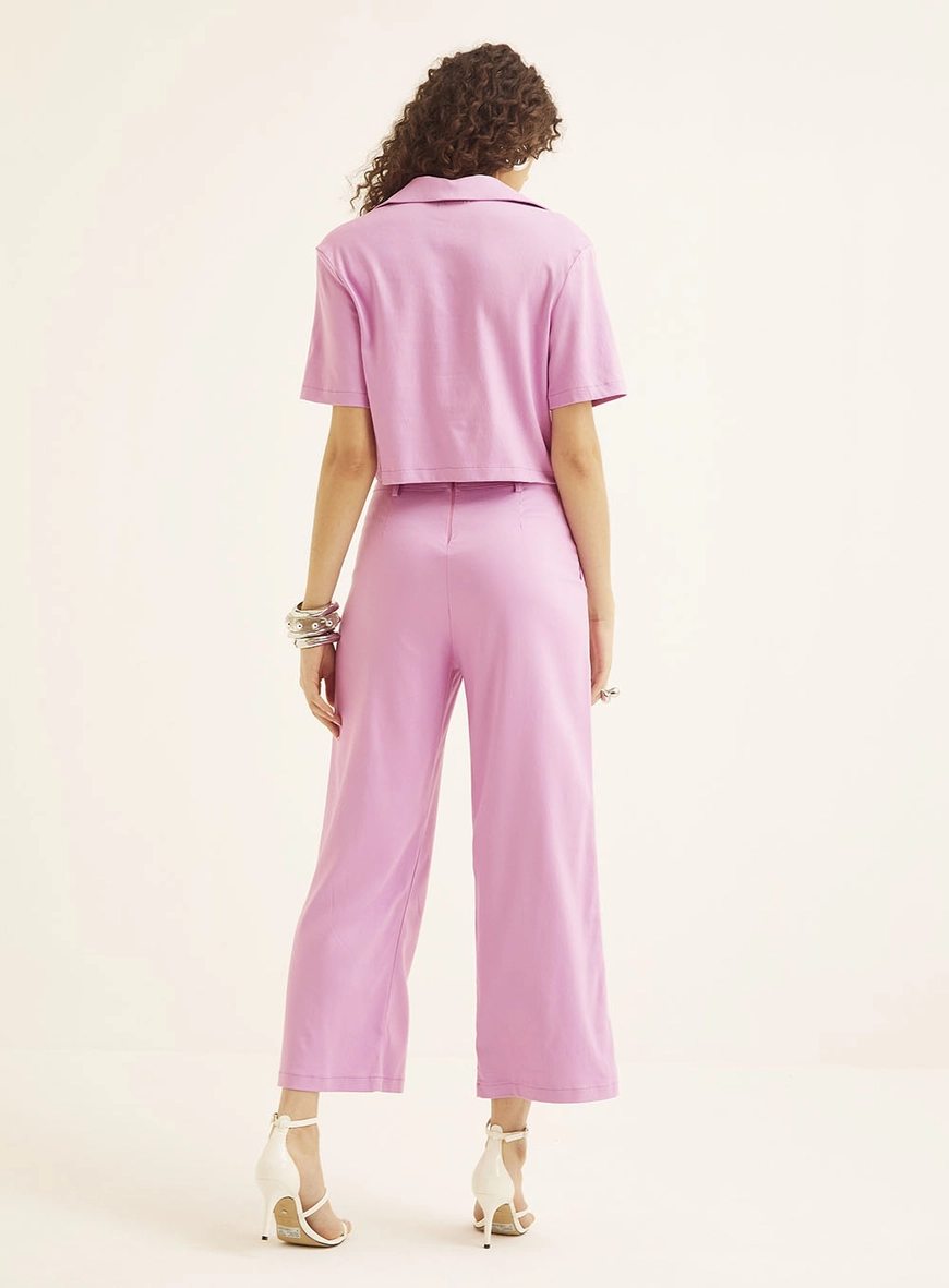 Blusa Encurtada Com Gola Lapela Roxo 5