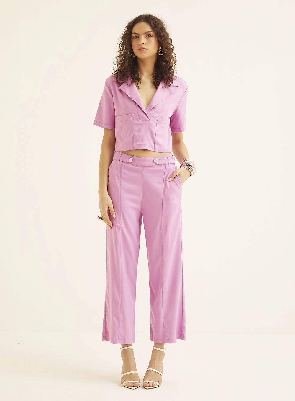 Blusa Encurtada Com Gola Lapela Roxo 1