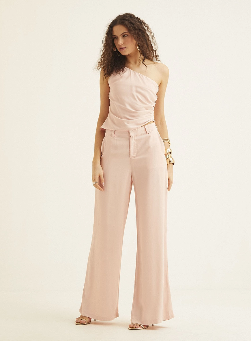 Blusa Assimétrica De Um Ombro Só Rosa 1