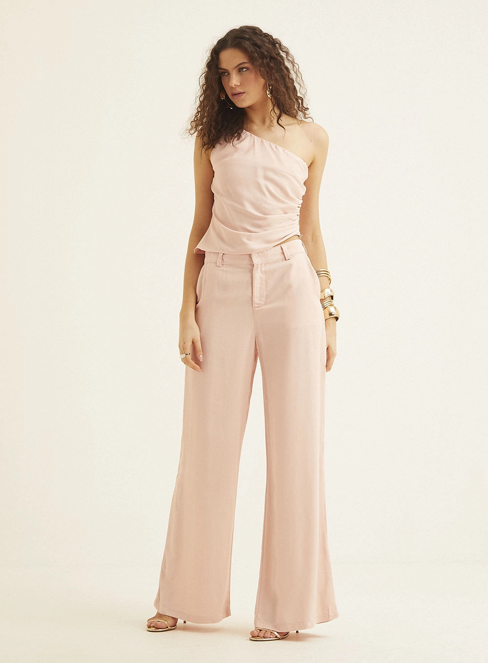 Blusa Assimétrica De Um Ombro Só Rosa 1